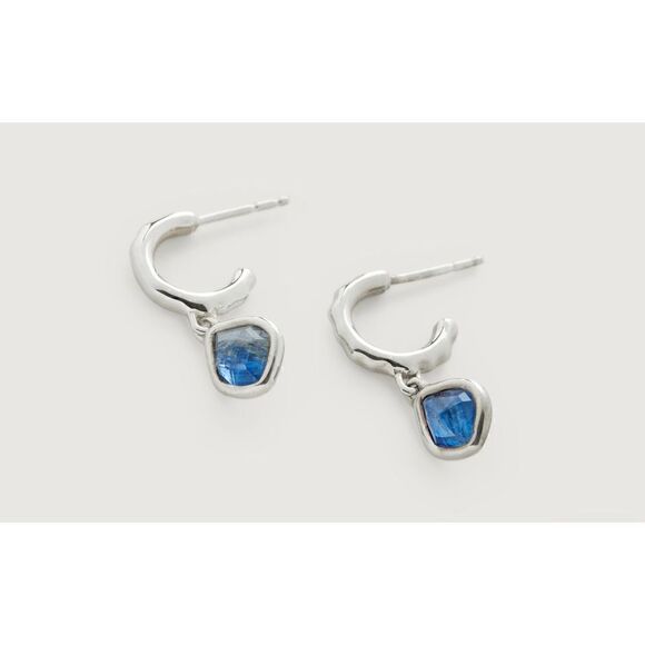 Monica Vinader Sterling Silver Siren Mini Kyanite Nugget Huggie Earrings, NWT - Picture 3 of 16
